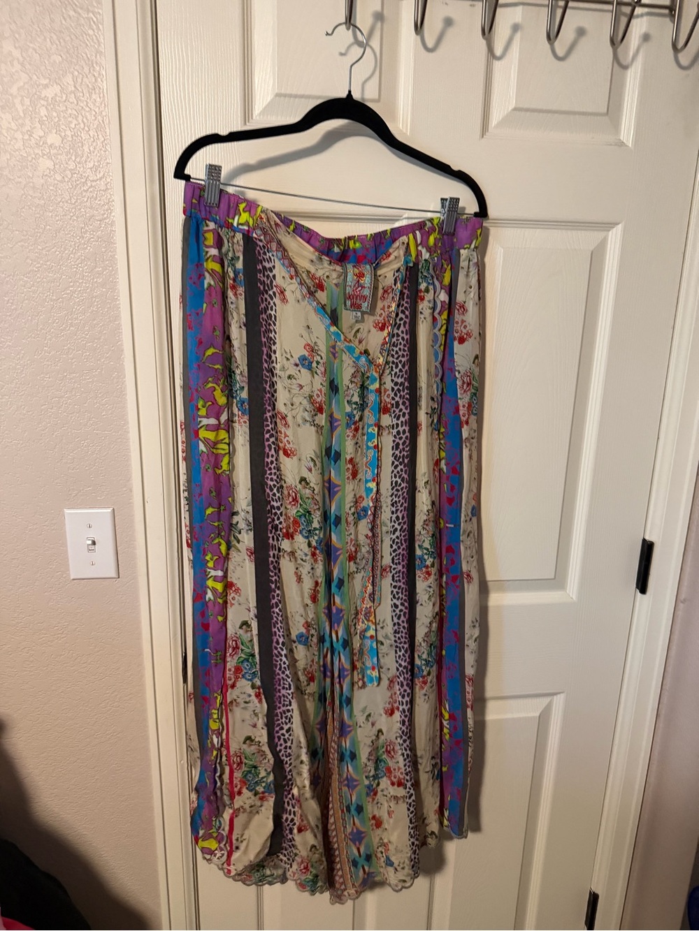 Johnny Was Multicolor Floral Boho Blouse and Skirt Set - Turquoise, Purple - Picture 3 of 10